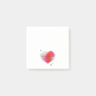 Red heart romantic love space planet heart post-it notes