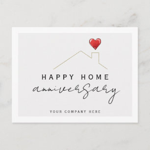 Red Heart Roofline Home Anniversary Postcard