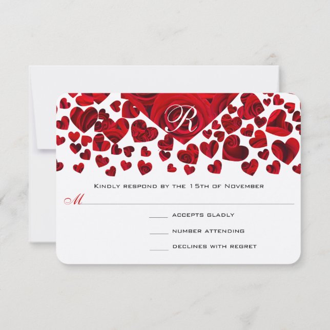 Red Heart Roses Wedding RSVP (Back)