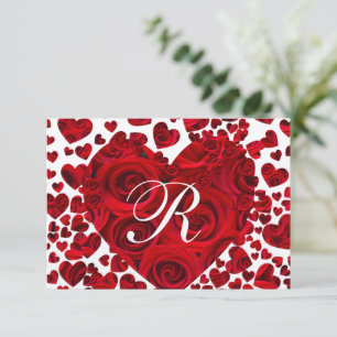 Red Heart Roses Wedding RSVP Card