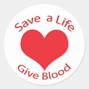 Red heart save a life give blood donation stickers
