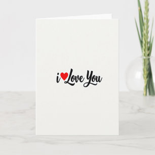 Red Heart Script I Love You Card