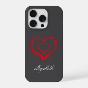 red heart shape colourful background personalised iPhone 15 pro case