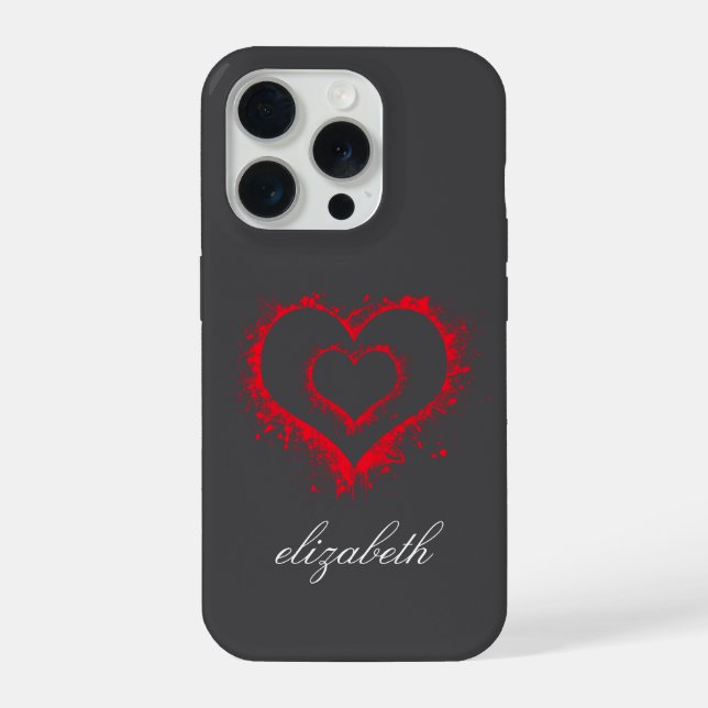 red heart shape colourful background personalised  iPhone case (Back)
