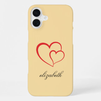 red heart shape colourful background personalised iPhone 16 plus case