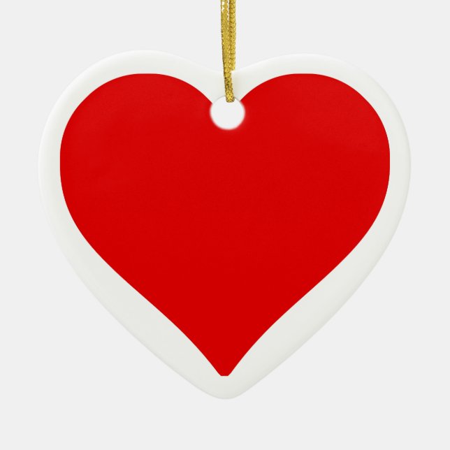 Red Heart Shape Love Classic Simple Minimalism Ceramic Ornament (Front)