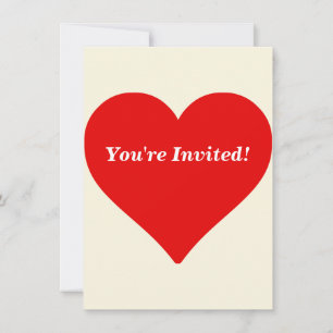 Red Heart Shape Love Classic Simple Minimalism Invitation