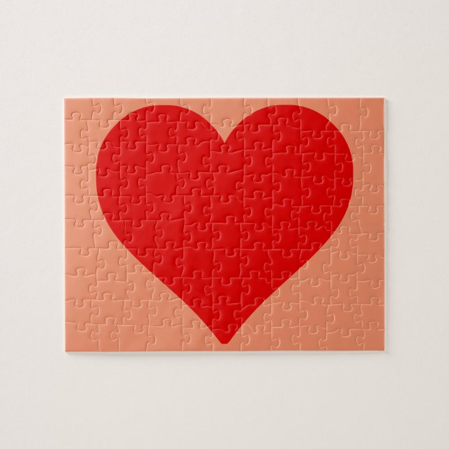 Red Heart Shape Love Classic Simple Minimalism Jigsaw Puzzle (Horizontal)