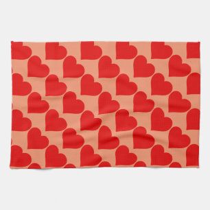 Red Heart Shape Love Classic Simple Minimalism Tea Towel