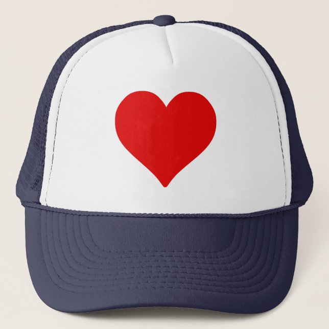 Red Heart Shape Love Classic Simple Minimalism Trucker Hat (Front)