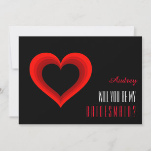 Red heart shape Will you be my Bridesmaid? Invitat Invitation