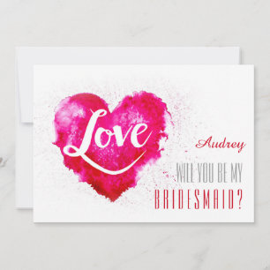 Red heart shape Will you be my Bridesmaid? Invitat Invitation