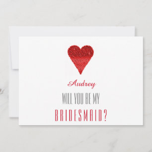 Red heart shape Will you be my Bridesmaid? Invitat Invitation