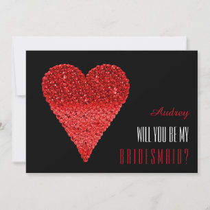 Red heart shape Will you be my Bridesmaid? Invitation