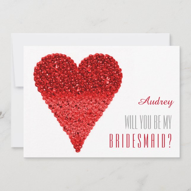 Red heart shape Will you be my Bridesmaid? Invitation (Front)
