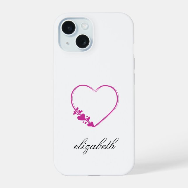 red heart shape withe background personalised  iPhone 15 case (Back)