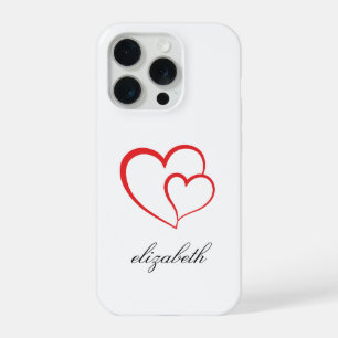 red heart shape withe background personalised iPhone 15 pro case