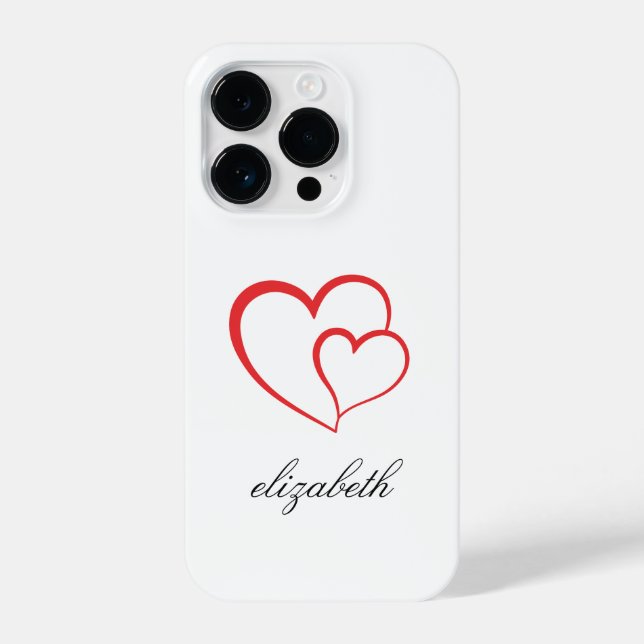 red heart shape withe background personalized  iPhone case (Back)