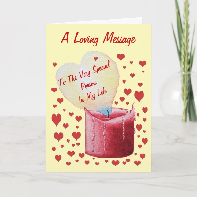 red heart shaped flame with unique  love verse card (Front)