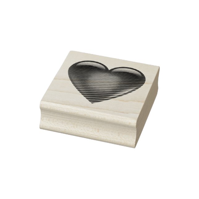 Red heart shaped, love heart, rubber stamp (Stamp)