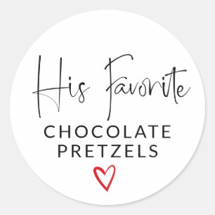 Red Heart Signature Script His Favorite Wedding Classic Round Sticker