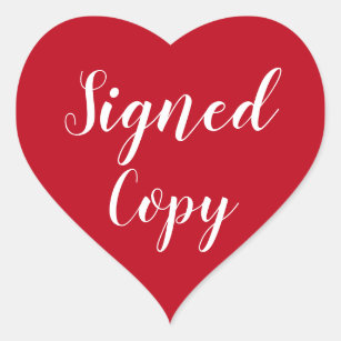 Red Heart Signed Copy Romance Author Writer Heart Sticker
