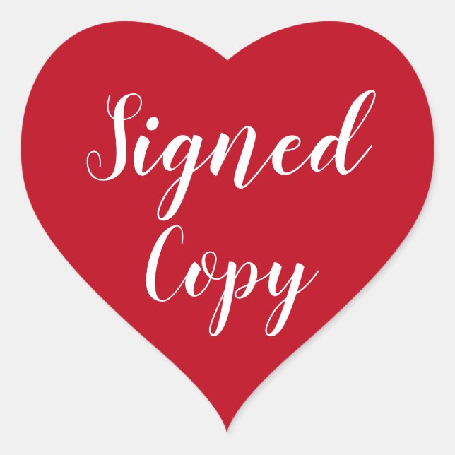 Red Heart Signed Copy Romance Author Writer Heart Sticker (Front)