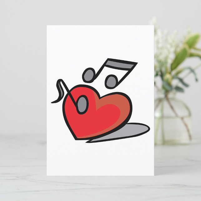 Red Heart Singing Music Notes Invitation (Creator Uploaded)