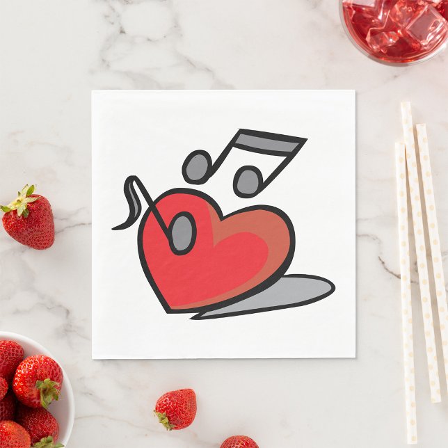 Red Heart Singing Music Notes Napkin (Creator Uploaded)