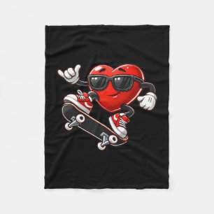 Red Heart Skateboarding Valentines Day Toddler Kid Fleece Blanket