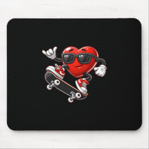 Red Heart Skateboarding Valentines Day Toddler Kid Mouse Pad