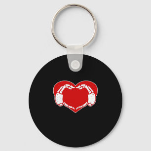 Red Heart Skeleton Hands Classic Design Key Ring