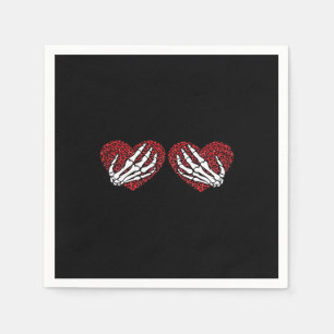 Red Heart Skeleton Hands Classic Napkin
