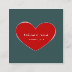 Red Heart Slate Grey Script Wedding Enclosure Card