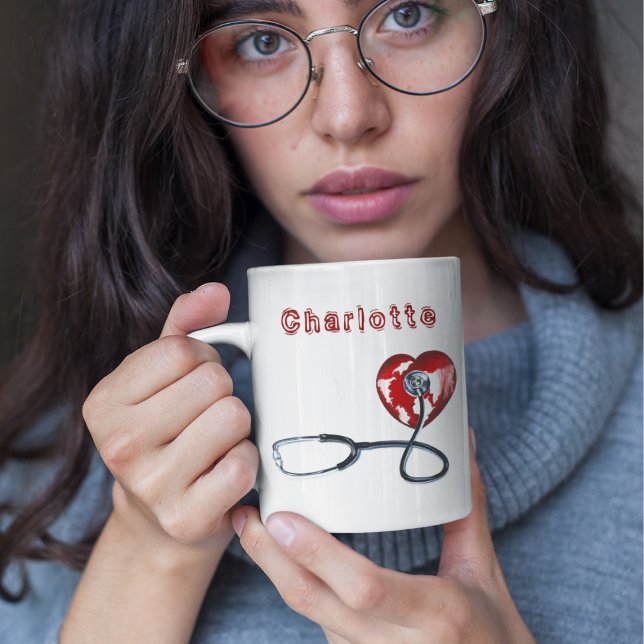 Red Heart Stethoscope Nurse Medical Doctor Gift Coffee Mug (Creator Uploaded)