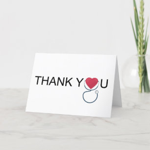 Red Heart Stethoscope Nurse Thank You Card