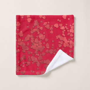 Red heart sticker digital wash cloth