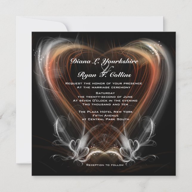 Red Heart Swirl Invitation (Front)