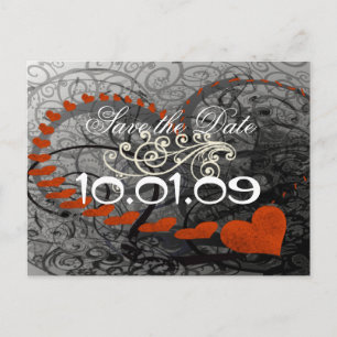 Red Heart Swirls Announcement Postcard