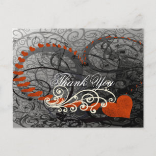 Red Heart Swirls Thank You Postcard