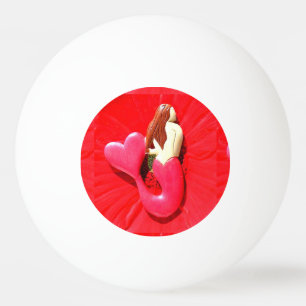 red heart-tail mermaids ping pong ball