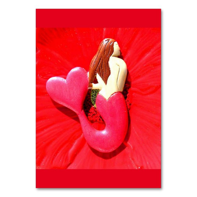 red heart-tailed mermaid beauty table number (Front)