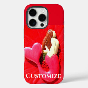 red heart-tailed mermaid iPhone 16 pro case