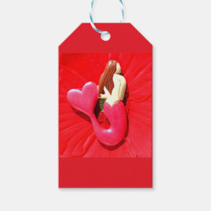 red heart-tailed mermaid gift tags