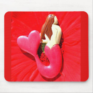 red heart-tailed mermaid mouse pad