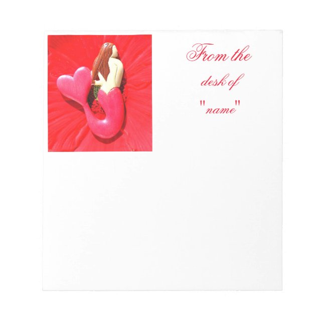 red heart-tailed mermaid notepad (Front)