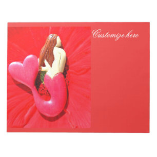 red heart-tailed mermaid notepad