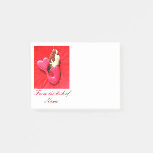 red heart-tailed mermaid post-it notes