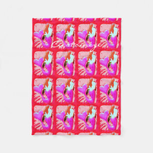 red heart-tailed mermaid Thunder_Cove Fleece Blanket