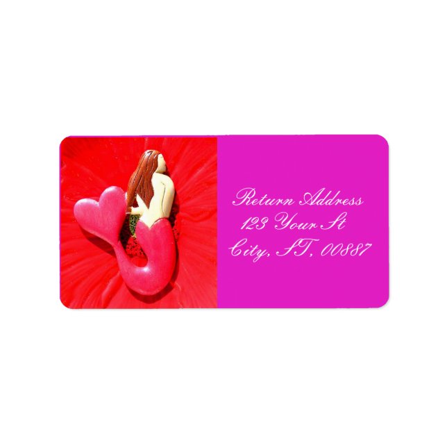 red heart-tailed mermaids label (Front)